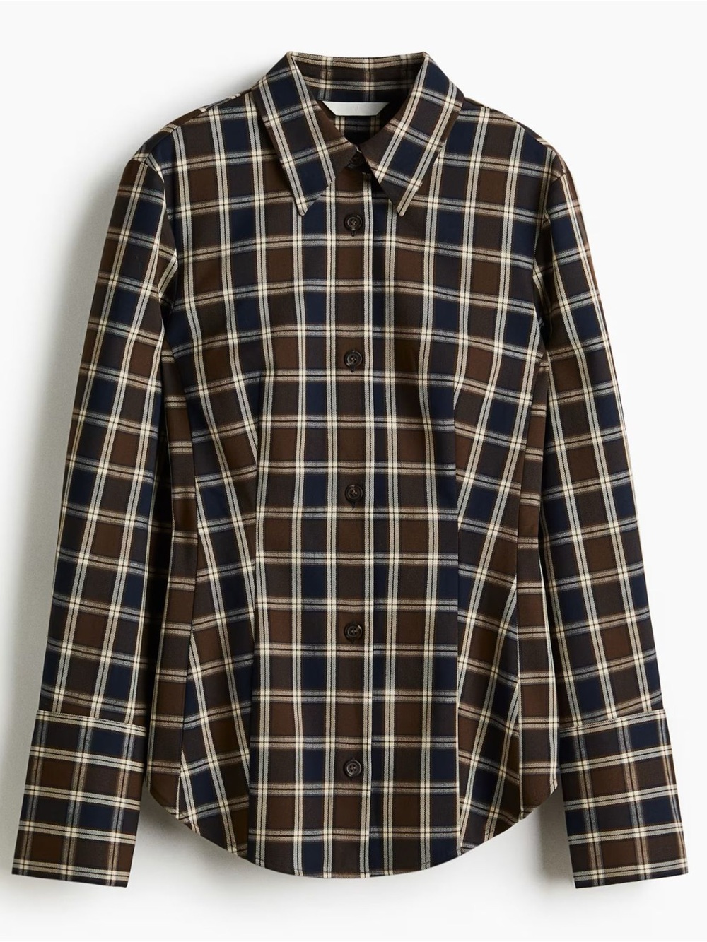 NWOT H&M Plaid Fitted Twill Button Down Blouse
